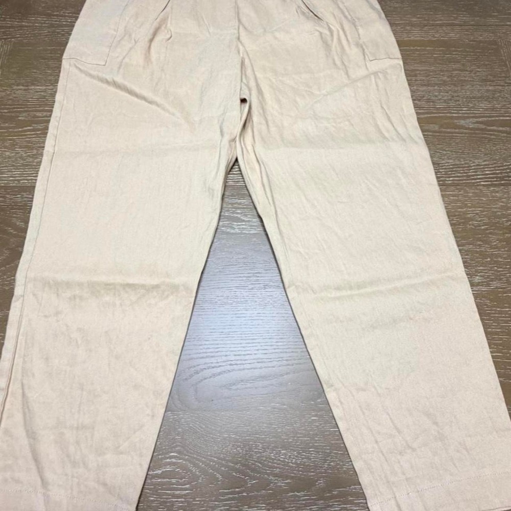Calvin Klein Size 16 Tapered Ankle Linen Beige Pants